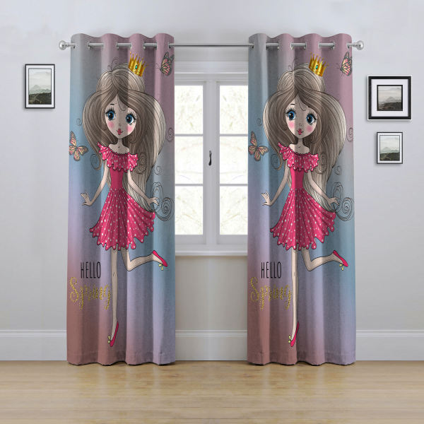 پرده مدل پانچی طرح دخترانه کودک سایز  280x145 سانتی متر