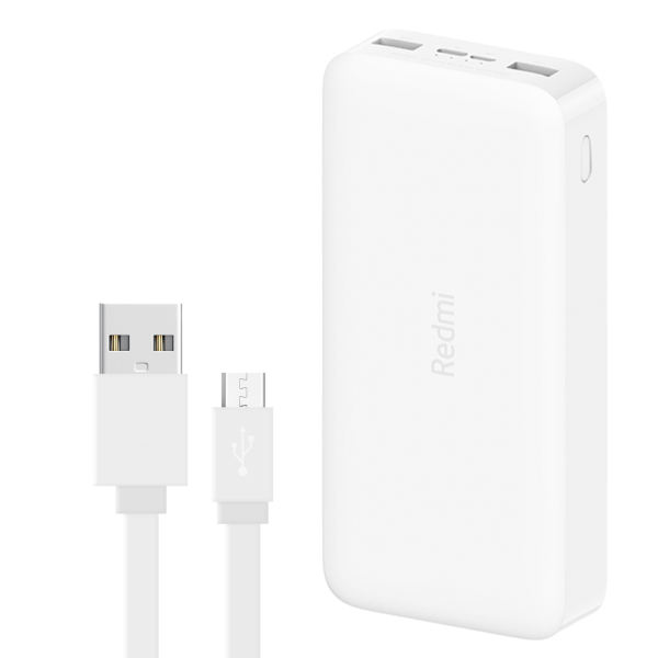 شارژر همراه شیائومی مدل Redmi ظرفیت 20000 میلی آمپرساعت به همراه کابل تبدیل microUSB