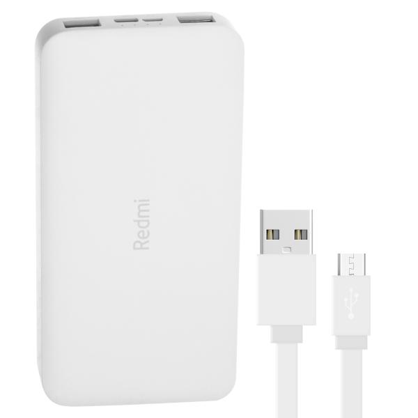 شارژر همراه شیائومی مدل Redmi ظرفیت 10000 میلی آمپر ساعت به همراه کابل تبدیل microUSB