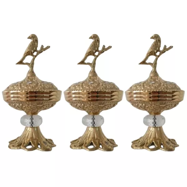 قندان مدل نگینی Sgnk46 طرح برنزی پایه کریستال بسته سه عددی